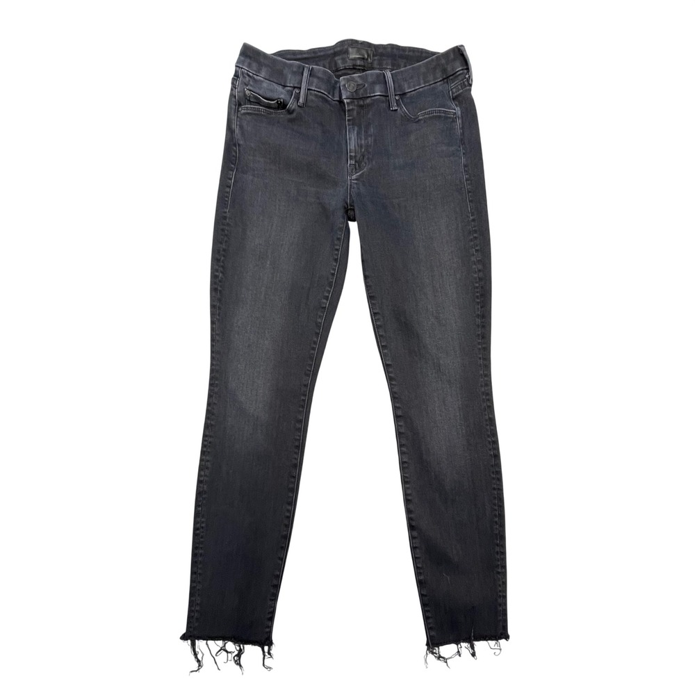 Mother Black Looker Ankle Fray Blackbird Skinny Jeans Womens 27
